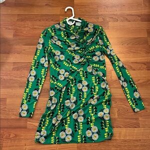 Zara Green Floral Long Sleeve Dress